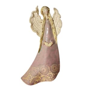 Anioł ceramiczny wiszący lawendowy