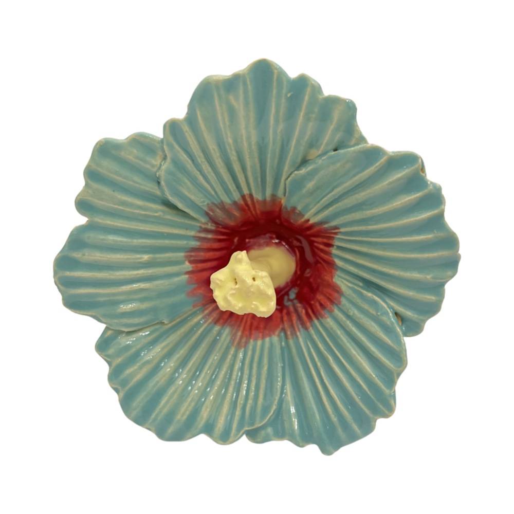 Kwiat ceramiczny Hibiskus turkusowy